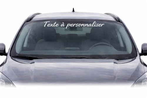 Sticker pare-brise voiture personnalisé – Texte au choix – Vinyle autocollant auto – Style tuning – Plusieurs tailles et couleurs – Fabrication Française