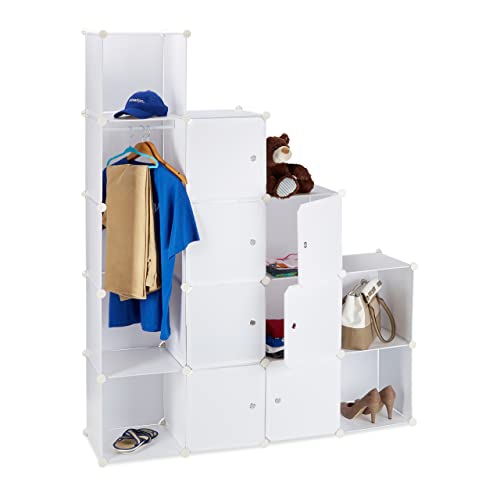 Étagère cubes rangement penderie modulable plastique blanc 12 compartiments - 5