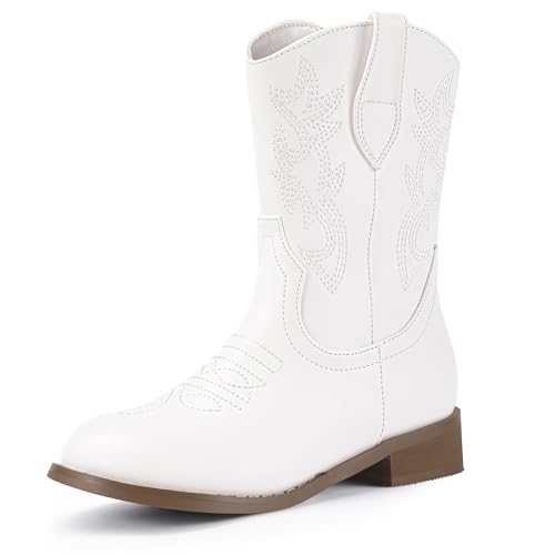 Hehainom Girls Cowboy Cowgirl Boots Boys Kids Toddler Western Mid Calf Zipper Riding Boots for Little Kid Big Kid
