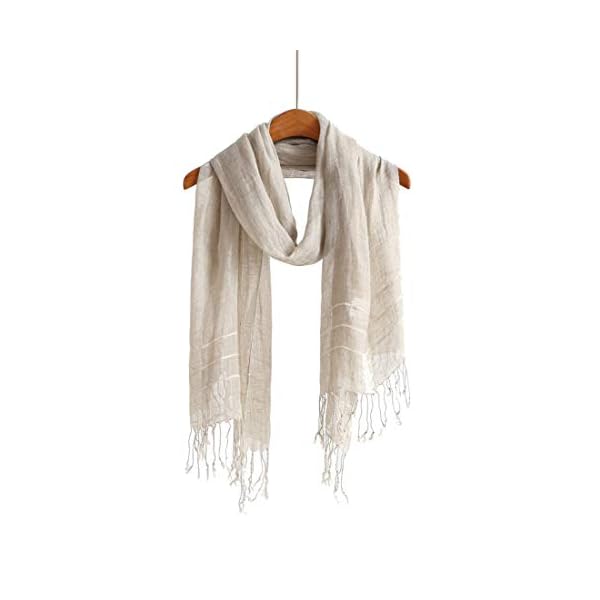Jeelow Lightweight Summer Scarf Light Shawl Wrap Linen Feel Scarves For Men And Women, Linen Stripe, Large