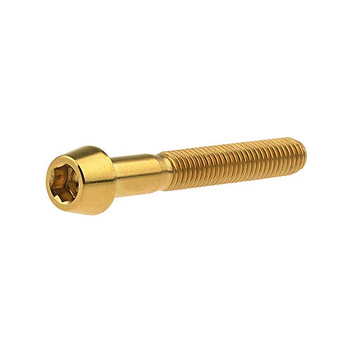 Image of Titanium Ti Bolt M5x9 16 18 20 25 30 35 40 45 50 55 60mm Tapered Head Screws Pack of 4 (M5x35mm, Gold)