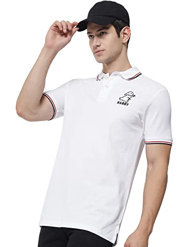 Image of RABBY Men's Cotton Regular Fit Polo T-Shirt with Contrast Rib