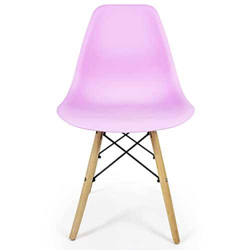 Cadeira Eames Eiffel Pés de madeira Escritório Sala Cozinha Cor: Rosa-Claro