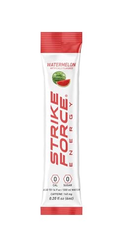Image of Strike Force Energy, Watermelon Flavor, Liquid Energy Drink Mix, Sugar-Free, Calorie-Free, 10 Count Packets, with Caffeine, Taurine, B Vitamins