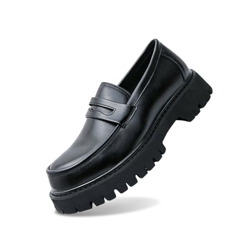 Spring and Autumn Edition Youth Le Fu Shoes Thick Soled Height Increasing Black Classic Casual Shoes for Men
