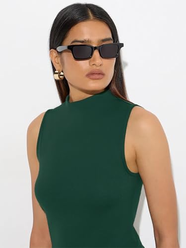 Image of KOTTY Women's Sleeveless High Neck Ribbed Tank Top Combo Pack of 2 Stylish Casual & Office Wear Tops