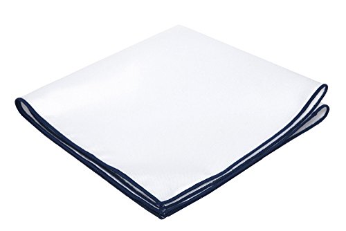 Flairs New York Gentlemans Essentials Weekend Casual White Pocket Square (White/Prussian Blue [Linen])