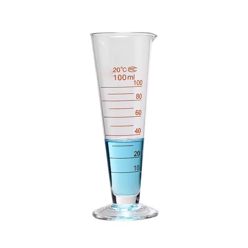 Glass Triangular Measuring Cup conical Measuring Cylinder with Scale 5ml/10ml/20ml/25ml/50ml/100ml/250ml/500ml/1000ml/2000ml(100ml)
