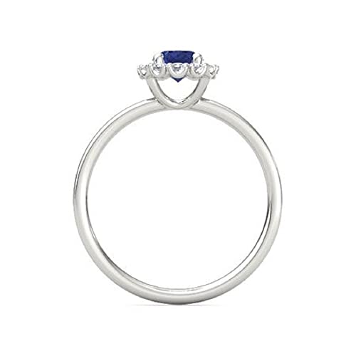 925 Sterling Silver Simulated Blue Sapphire and Cubic Zirconia Oval Halo Engagement Ring3