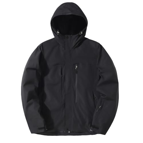 SnowElve Men and Women Ski Jacket Waterproof Snowboard Coat with Hood Snow Insulated Windproof Baggy Winter Jacket(BK,M)