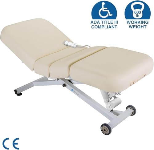 Image of EarthLite Ellora Electric Lift Salon Massage Table, Manual Tilt, Made in USA, 32 inch x 73 inch, Vanilla Creme
