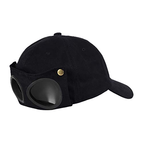 Baseball Hat with Goggles Sunglasses Adjustable Soft Curved Baseball Hat Hip Hop Hats for Men Women Unisex