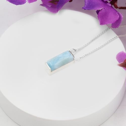 Collier Larimar argent sterling 925 avec pendentif pierre bleue gemme - 3