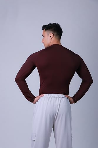 Image of COITONIC Men's Full Sleeve Compression T-Shirt - Athletic Base Layer for Gym, Sports & Fitness Training
