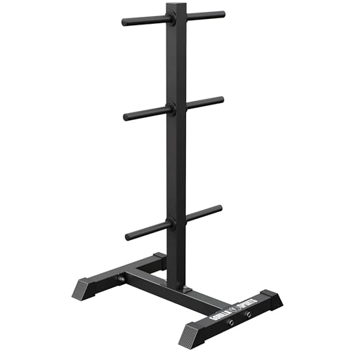 GORILLA SPORTS Hantelscheibenständer - 6 Scheibenaufnahmen für Ø 30 mm Gewichtsscheiben bis 200 kg Belastbar Stahl Weiß/Schwarz - Hantelständer Scheibenständer Hantelablage Hantelbaum Gewicht