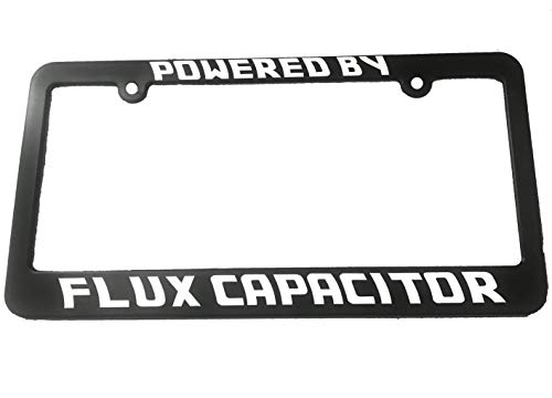 Powered by the Flux Capacitor Black License Plate Frame Holder Car Auto Accessories