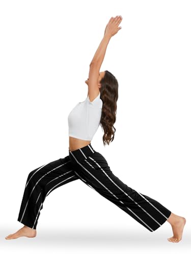 Image of Gracyoga Wide Leg Yoga Pants for Women Casual Loose Cozy Sweatpants High Waisted Lounge Pajama Flowy Pants With Pockets