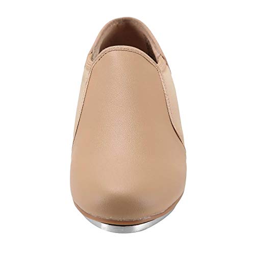 Image of Linodes PU Leather Slip On Tap Shoe Unisex Dance Shoes for Women and Men | Quality soft upper, Unisex for women men, Slip on, Rubber and EVA outsole, Clear sound, Snug fit, Breathable lining, Durable