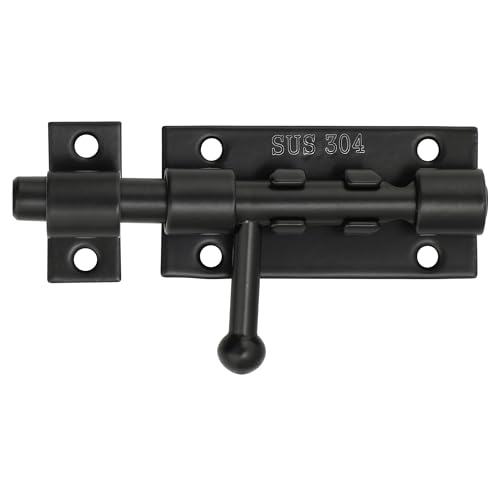 Image of Alise 4 Inch Slide Lock SUS304 Stainless Steel Gate Latch, Slide Bolt Latch,Thickened Heavy Door Latch Lock, Black Barrel Bolt Latch, Security Slide Latch Lock for Outdoor Fence,Window,Shed Door