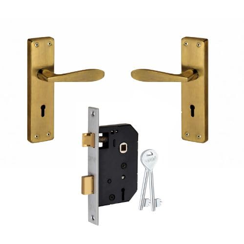 Image of SARDAR IM-04 Iron Handle Set 7 Inch|2 Keys | 6 Lever Single Turn Lock Set| Handle Set for Door, Bathroom, Bedroom, Living Room| (Antique)