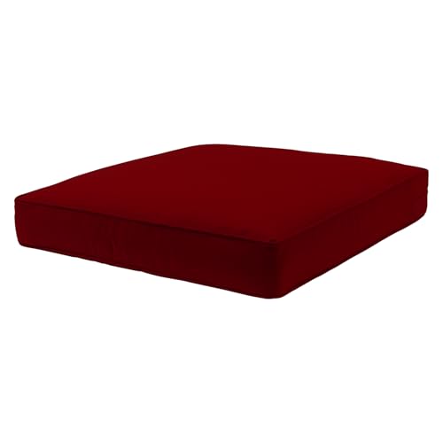 Image of QILLOWAY Outdoor /Indoor Deep Seat Cushions for Patio Furniture, All Weather Lawn Chair Cushion 24 x 24 inchs 1 Set(Red)