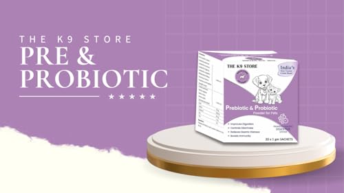 The K9 Store Prebiotics & Probiotics for Dogs & Cats - Dog Gut Health Supplement - Dog Diarrhea Medicine - Pro Belly for Dogs Gut - Dog Supplement Powder-Pre & Probiotic (Pack of 2 (40 SACHETS))
