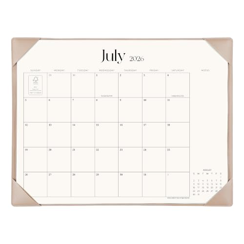 Simplified Desk Calendar 2026 with Desktop Mat, Cabbrix Large Desk Pad Calendar 21" x 16-1/2" Runs From July 2026 to December 2027, Desk Blotter Calendar for Home School and Office (Apricot)