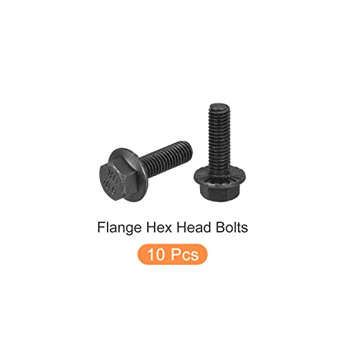 Image of METALLIXITY Flanged Hex Head Bolts (M5x16mm) 10pcs, Hexagon Serrated Flange Bolt Fully Thread Screw - for House Construction Hardware Fasteners