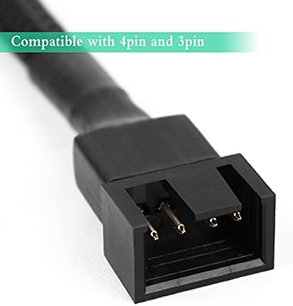 Haisheng Fan Extension Cable, 12Pcs PWM Fan Extension Cable 4 Pin Fan Extension Power Cable Connector Case Fan Power Extension Cable Converter for Host Case(Black)