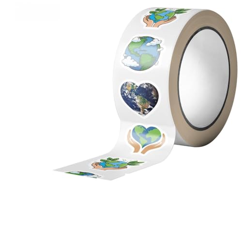 World Earth Day Stickers for Kids 500Pcs Cute Circle Teacher Supplies Stickers for Kids Classroom 10 Designs Environmental Protection Stickers for Training Reward (Earth)