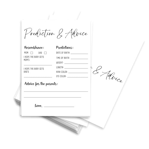Prediction & Advice Baby Shower Game Kit, 30 Double Fill in Minimalism White Game Cards for Girl Boy, Gender Reveal Games Baby Announcement，Party Favor and Decorations - B01
