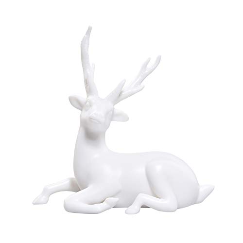 Sculpture de cerf en céramique au design moderne et épuré pour salon chic