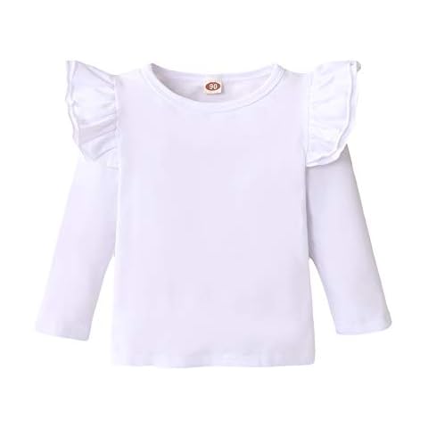 LYSMuch Baby Girls Ruffle Sleeves Bodysuit Infant Solid Color Top Jumpsuit Cover