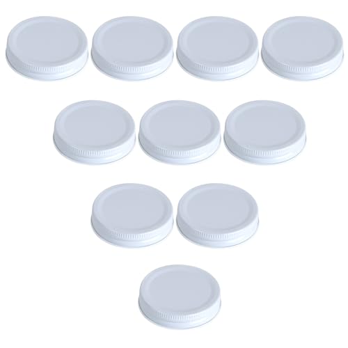 DEPAADER 10Pcs Mason Jar Sealer Lids White, Compatible with Electic Vacuum Seales, 100% Fit 70mm Wide Rugular Mouth Mason Jars