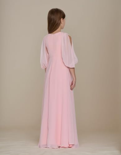 Girls V Neck Junior Bridesmaid Dress for Wedding Chiffon Flower Girl Wedding Party Dresses for Teen2