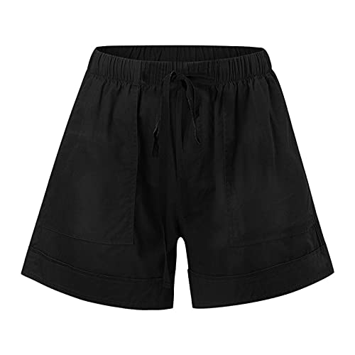 2023 Summer Casual Shorts for Women Drawstring Elastic Waist Beach Athletic Shorts Pocketed Comfy Cotton Lounge Shorts - Image 6