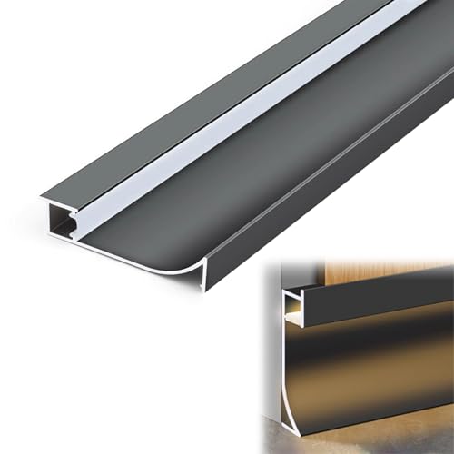 LED aluminium profiel voor thuis plinten plint verlichting - 1,5 m (4,9 ft) decoratieve sierlijst voor LED-strip verlichting grijze vloer muur armatuur
