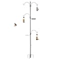 93 Inch Metal Bird Feeding Station Kit with 4 Hooks, Mesh Tray, Suet Cage and Water Bowl Birdbath, Heavy Duty Iron Bird Feeder Pole for Backyard, Garden, Patio for Attracting Wild Birds