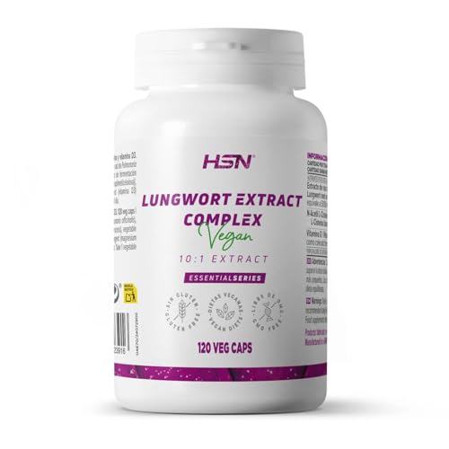 HSN Pulmonaria (Lungwort) + NAC + Vitamina D3 | 120 Capsulas Vegetales | Extracto de Raíz de Pulmonaria officinalis 10x Veces Más Concentrado | No-GMO, Vegano, Sin Gluten
