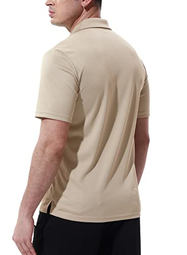 Basudam Men's Polo Shirts With Pocket Quick Dry Short Sleeve Active Performance Light Brown M #TOP2