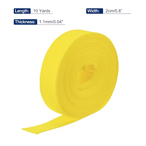 Image of MECCANIXITY Lightweight Polypropylene Webbing Strap 0.8 inch 10 Yard Backpack Strapping Band Lemon Yellow for Outdoor Luggage Cargo Straps