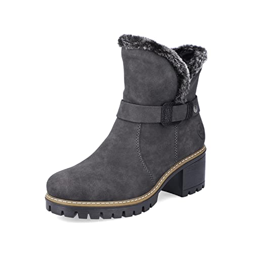 Rieker Femme Bottines Y8674, Dame Bottines,Bottillons,Bottes,Botte,Demi-Botte,Bootie,Fermeture éclair,Gris (Grau / 45),39 EU / 6 UK