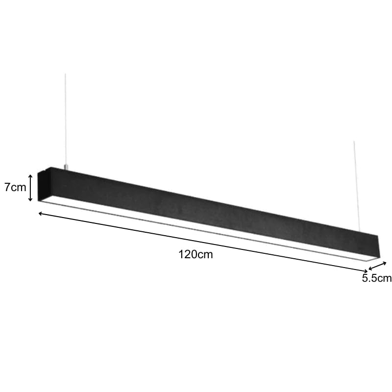 SILAMP Réglette Suspendue LED Large 120cm 35W Noir - Blanc Neutre 4000K - 5500K