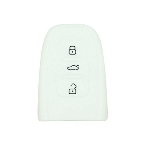 BROVACS Silicone Cover Protector Case Holder Skin Jacket Compatible with AUDI 3 Button Smart Remote Key Fob CV9821 White - Image 2