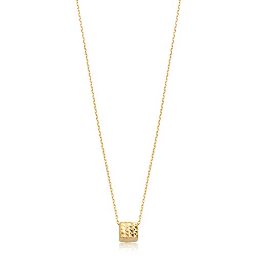 Kooljewelry 14k Yellow Gold Diamond-cut Cube Adjustable Necklace (adjusts to 17 or 18 inch)