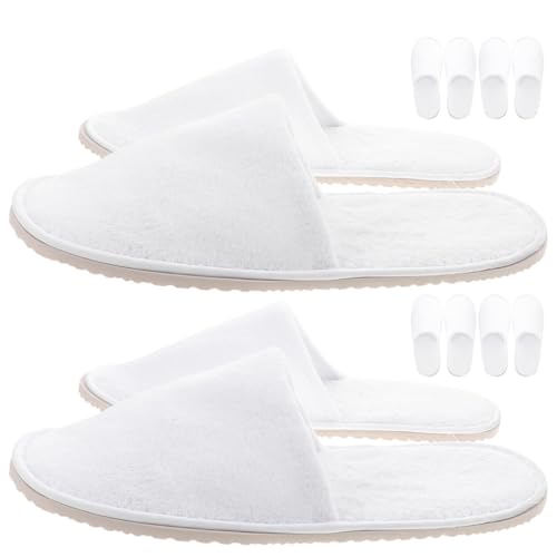 Pantoufles blanches antidérapantes contre sol glissant lot 6 paires Vaguelly semelle 6mm