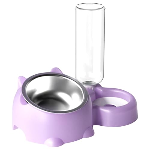 Gamelle pour chat inclinée double avec réservoir d'eau automatique - 8