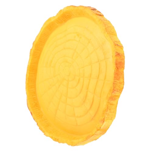 YARNOW 爬虫類用トカゲ餌水皿 木目調樹脂製 食べやすい安定型ペットフィーディングボウル 爬虫類飼育環境に調和する大型食器