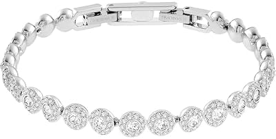 Swarovski Pulsera Tennis Angelic, Talla redonda, Pequeña, Blanca, Baño de rodio