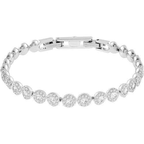 Swarovski Pulsera Tennis Angelic, Talla redonda, Pequeña, Blanca, Baño de rodio